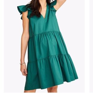 Hatch Collection Maternity The Brooke Tiered Mini Dress in Green Sz 1 Sz S